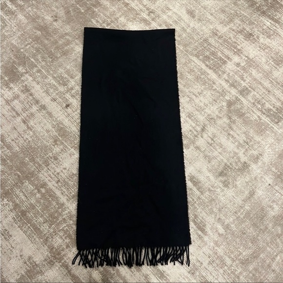 Mulberry England Embroidered Logo Lambswool Black Scarf - Picture 2 of 6